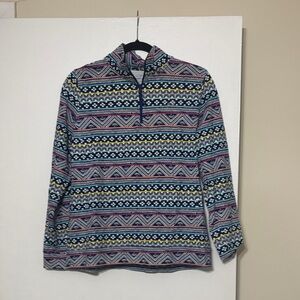 Vineyard Vines Men's Blue and Red Patterned Zip-Up Sweater
